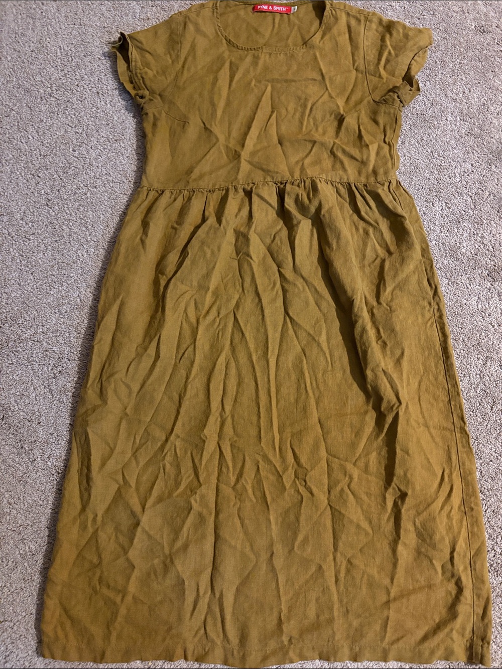 Pyne & Smith Model No. 15 Dress in Cumin Mustard Yellow European Linen medium